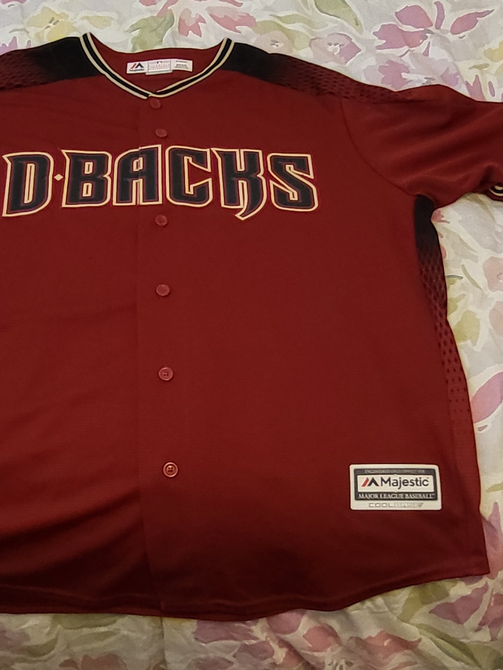 Majestic Men's D-Backs Deep Red Team Button-Up Jersey #11 Pollock